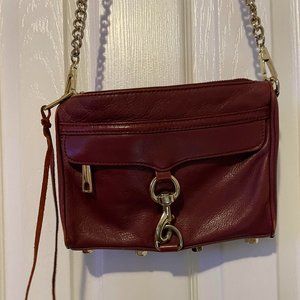 Rebecca Minkoff Maroon Mini M.A.C. Leather Crossbody Bag Gold Hardware